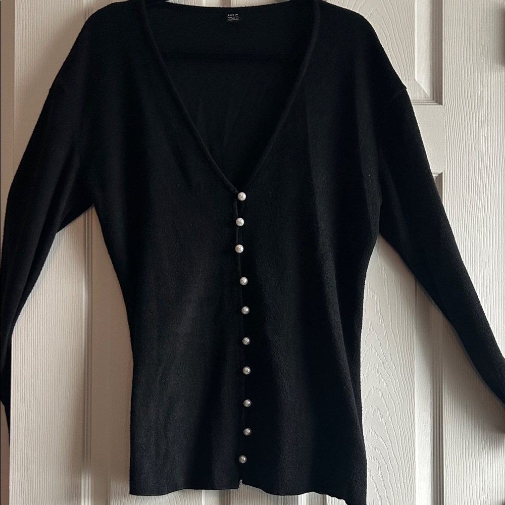 Black Cardigan with Pearl Buttons - Picture 11 of 16